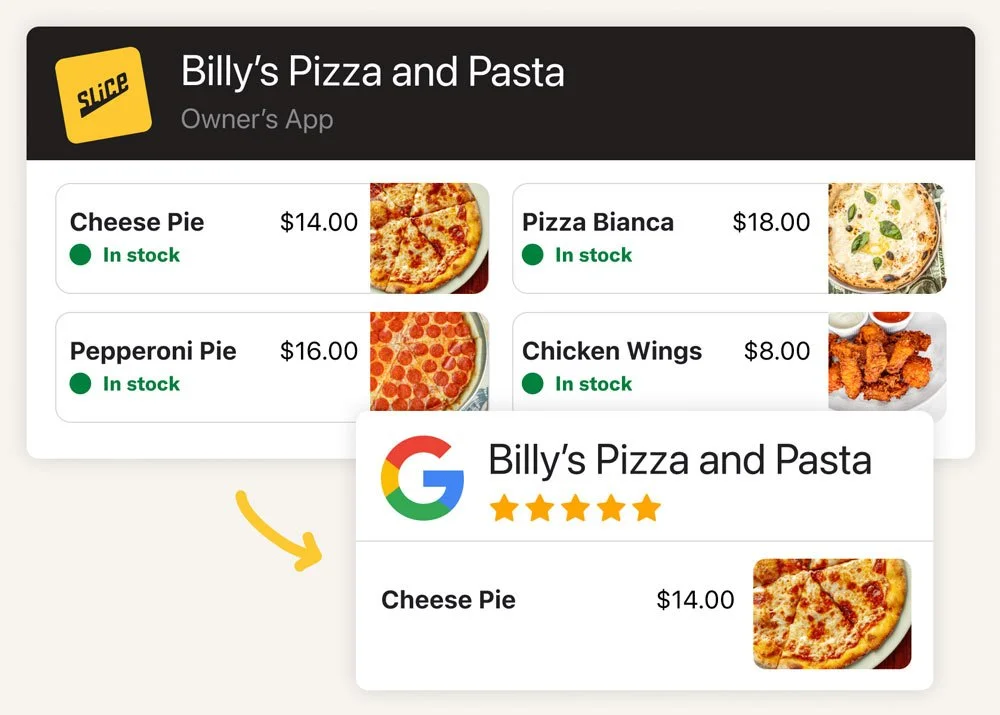 Integrate your Google profile with Slice Online Ordering.