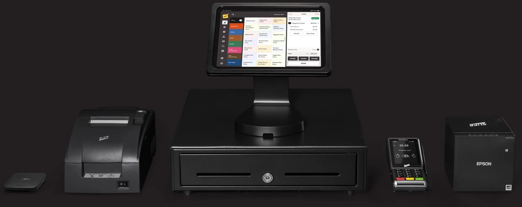 Slice register and Point of sale with card reader