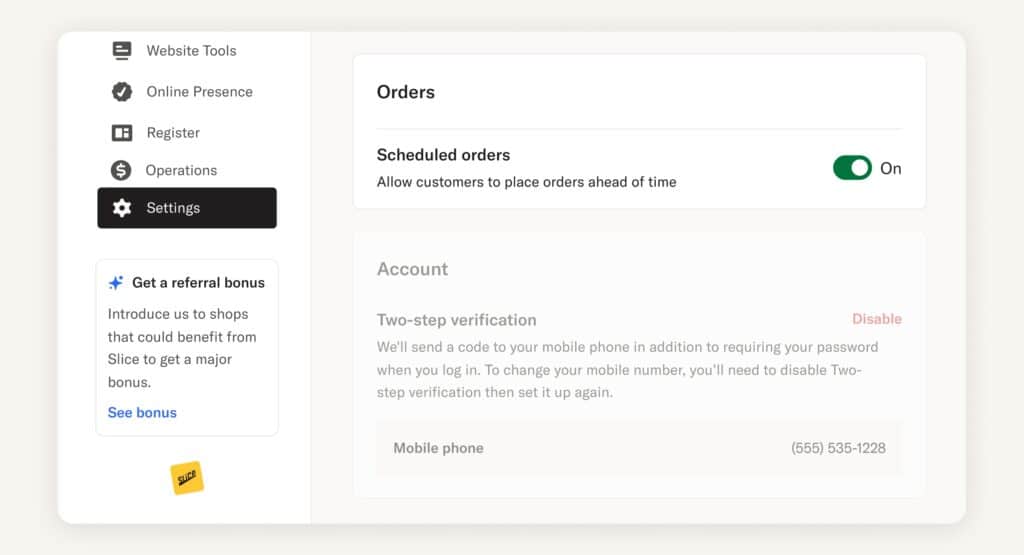 Turn Scheduled Orders On or Off Yourself