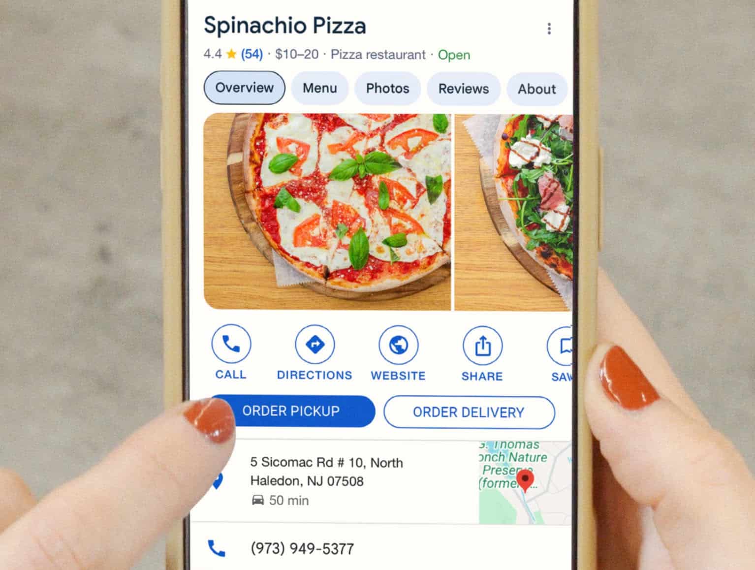online ordering menu